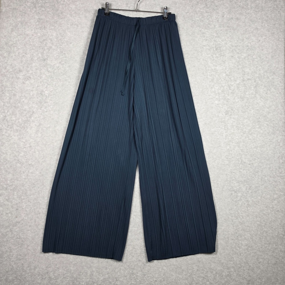 Uniqlo Pants Womens Sz Small Turquoise Wide Leg Pleated Pull On Chic Office